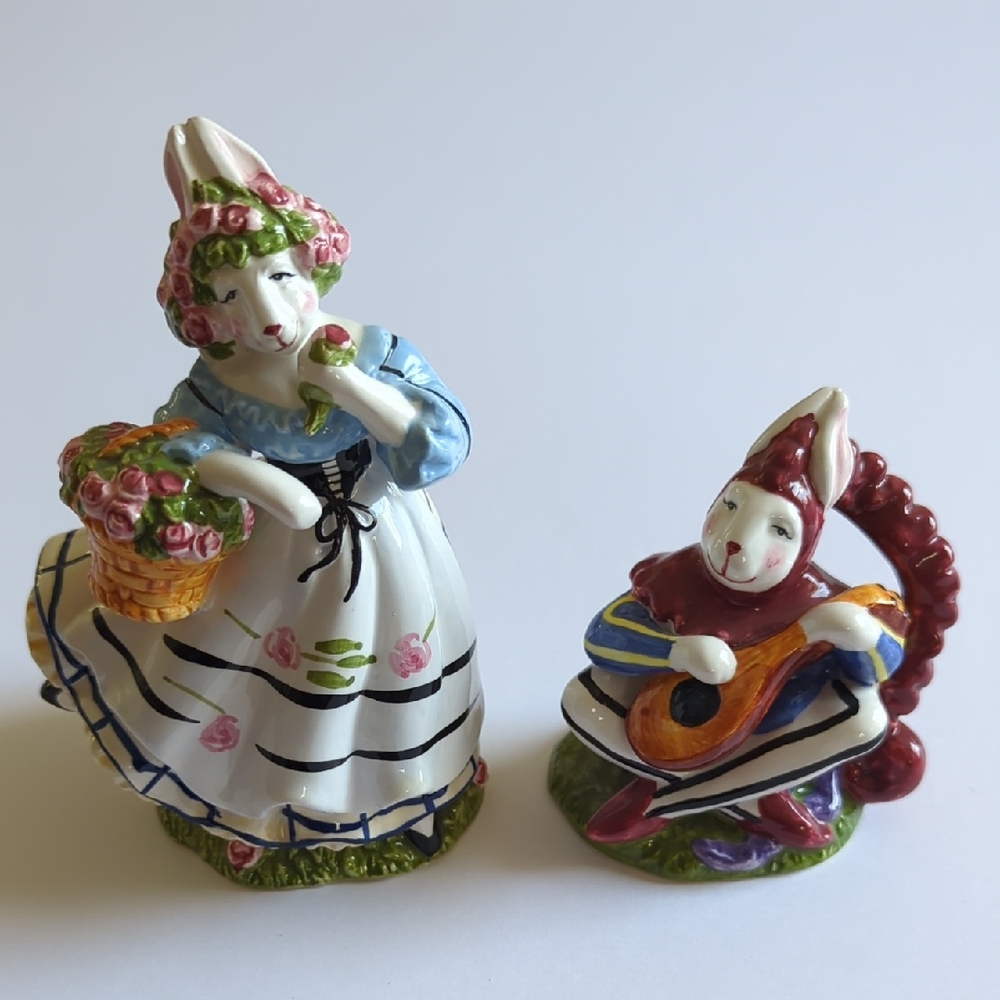 1997 Pamela Silin Palmer Rabbit Bunny Salt And Pepper Shakers Enesco Co Interart